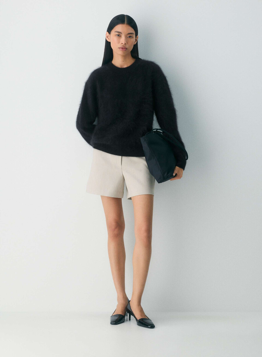 new agency mid-thigh short heather matte pearl