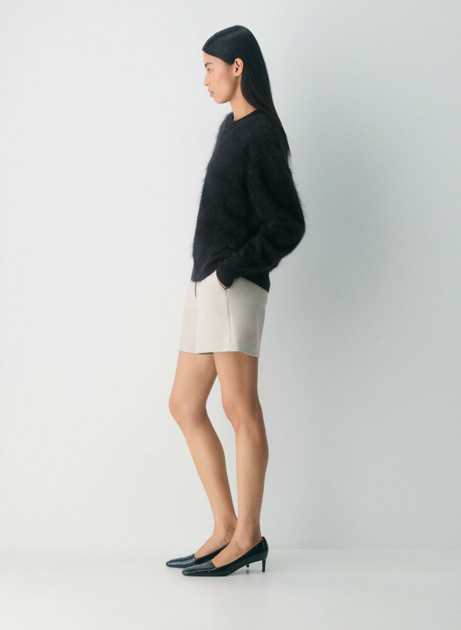 new agency mid-thigh short heather matte pearl