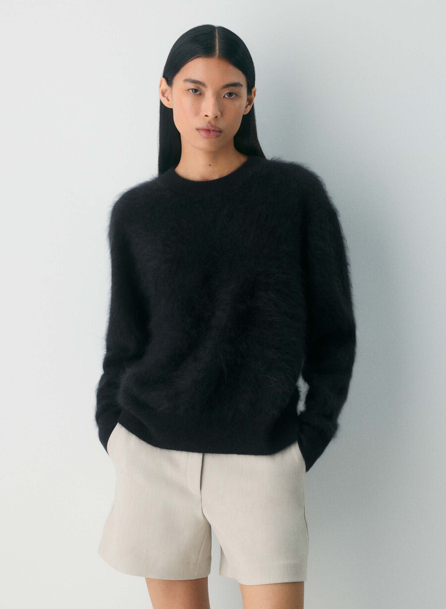 new agency mid-thigh short heather matte pearl