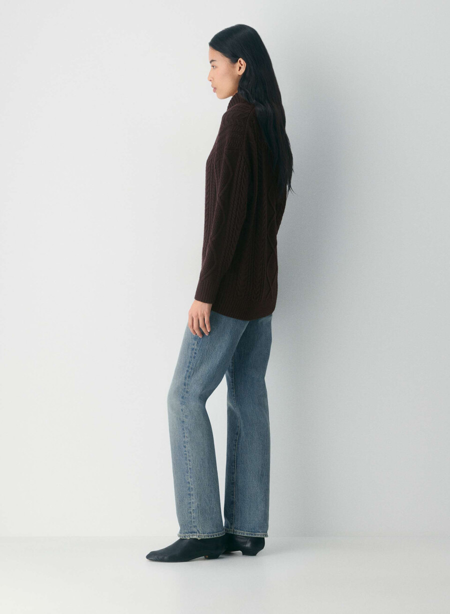 heritage strickpullover aus merinowolle mit schalkragen farbe sattes mokkabraun