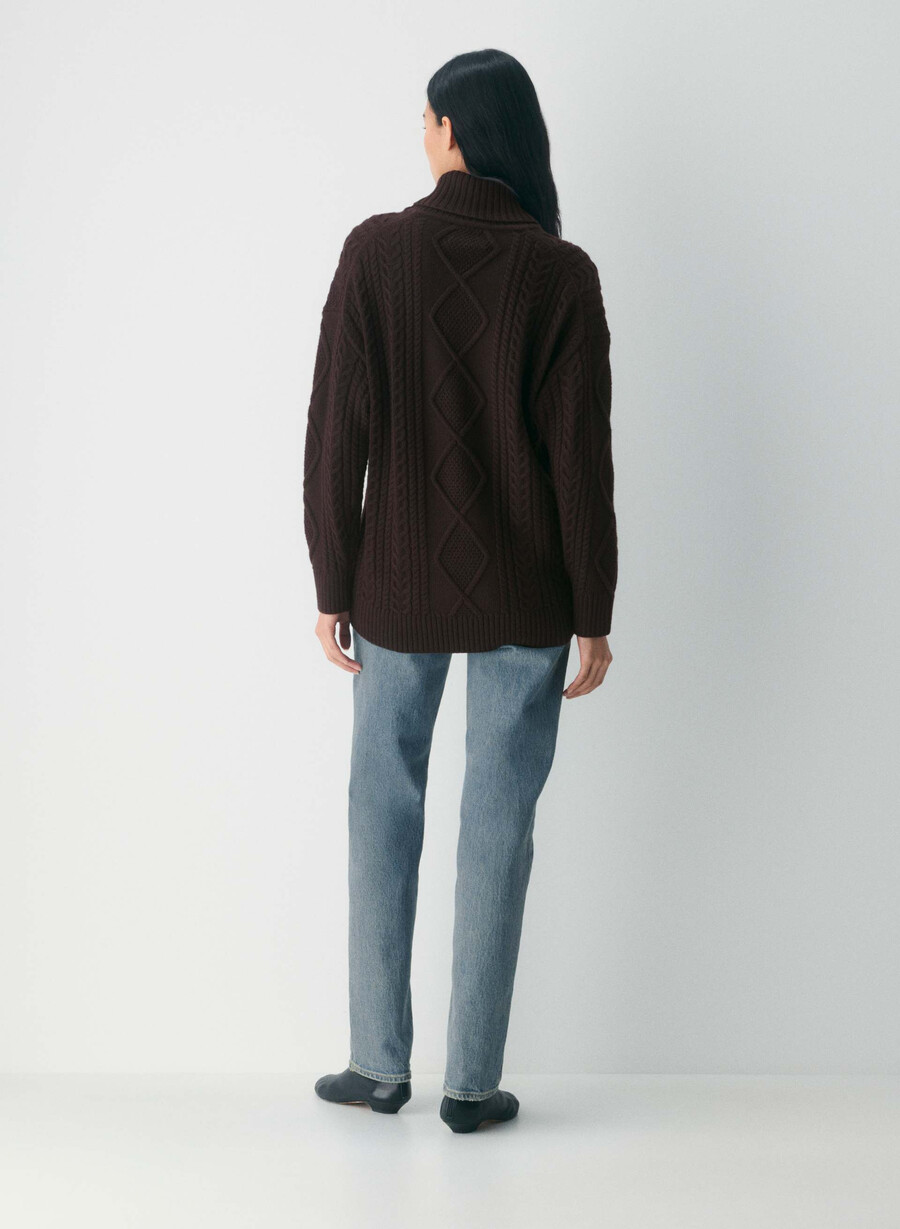 heritage strickpullover aus merinowolle mit schalkragen farbe sattes mokkabraun