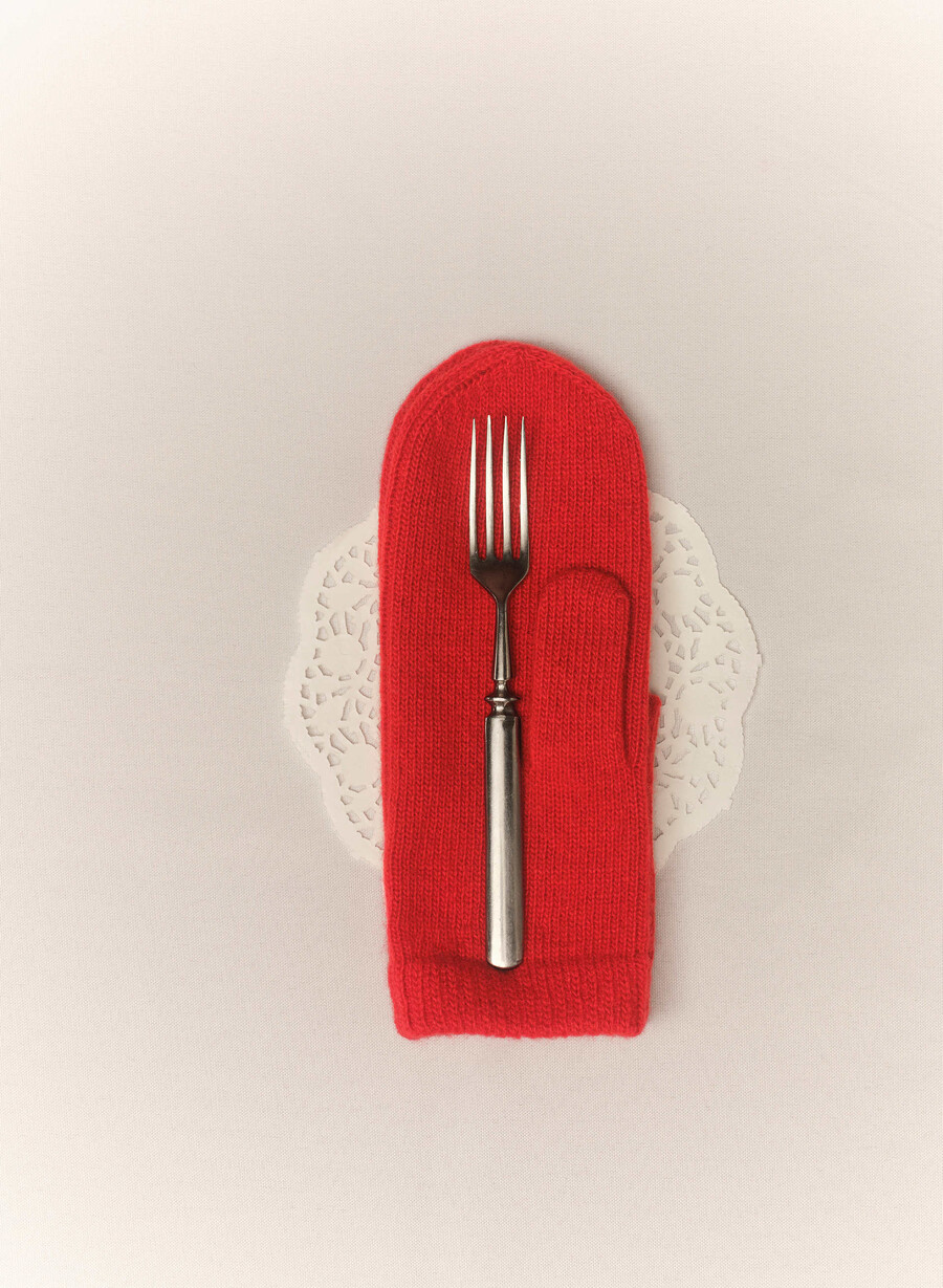 kaschmir-ripphandschuh blinkend rot