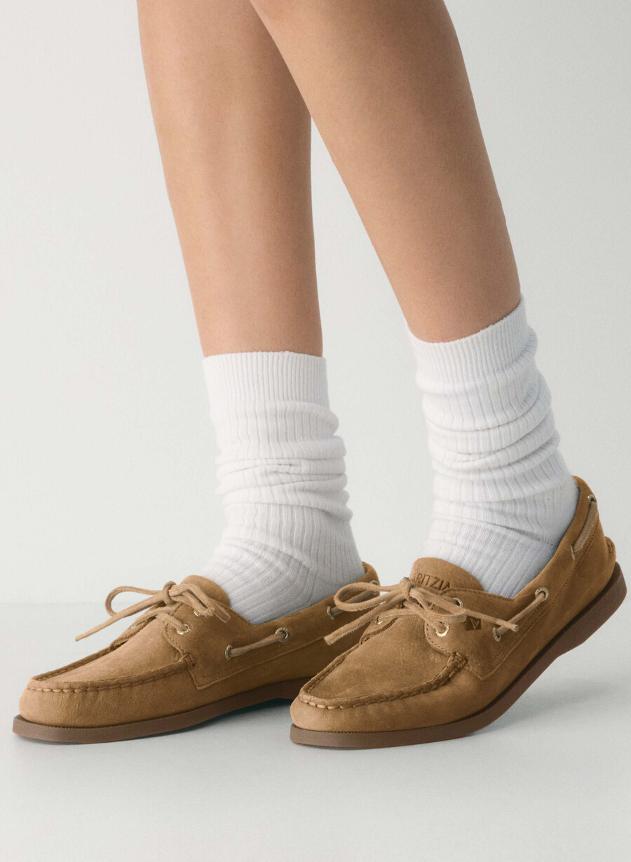 sperry x aritzia ao bootsschuh – nubukleder hellkhaki
