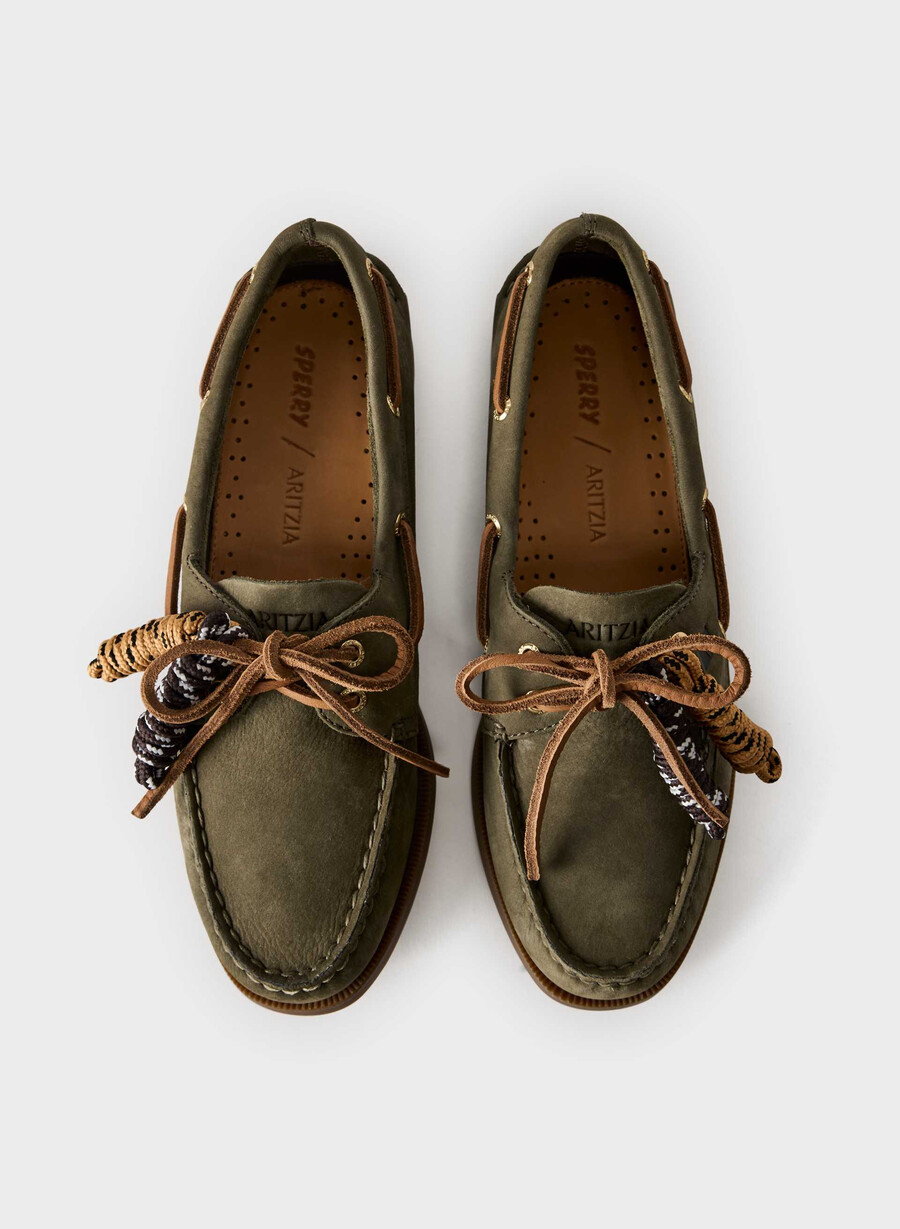 sperry x aritzia ao bootsschuh – nubukleder dunkelgrün