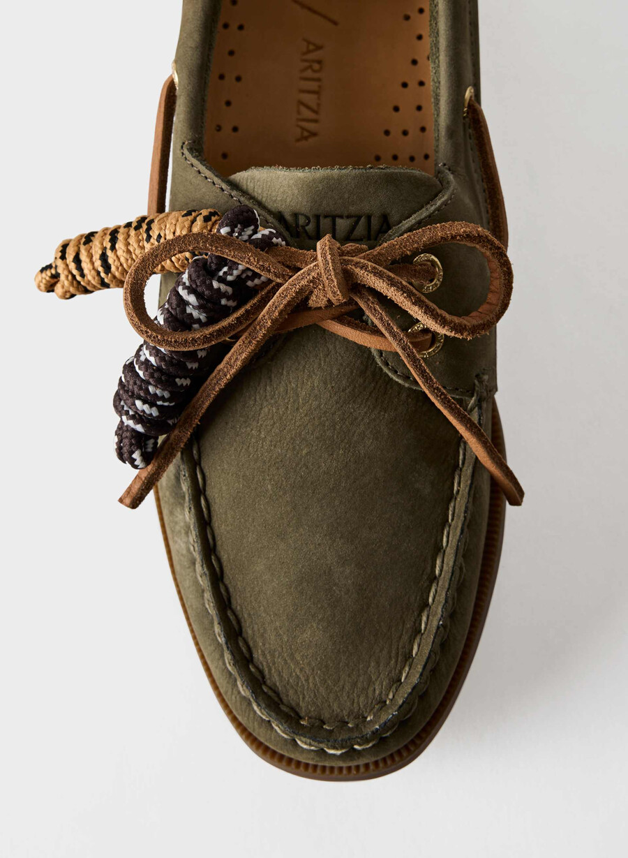 sperry x aritzia ao bootsschuh – nubukleder dunkelgrün