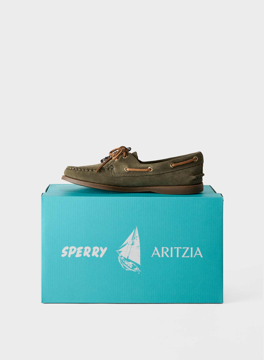 sperry x aritzia ao bootsschuh – nubukleder dunkelgrün