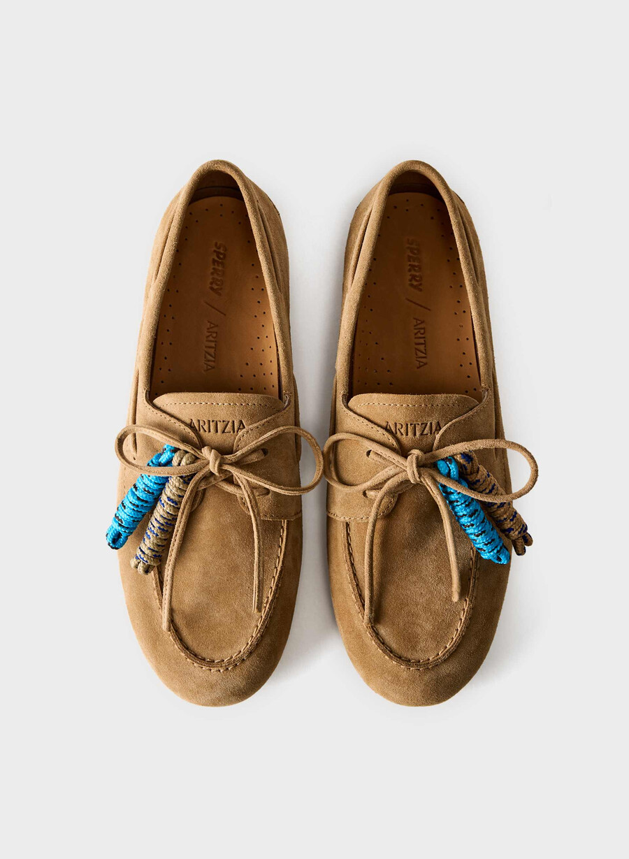 sperry x aritzia slim bootsschuh - wildleder tan khaki
