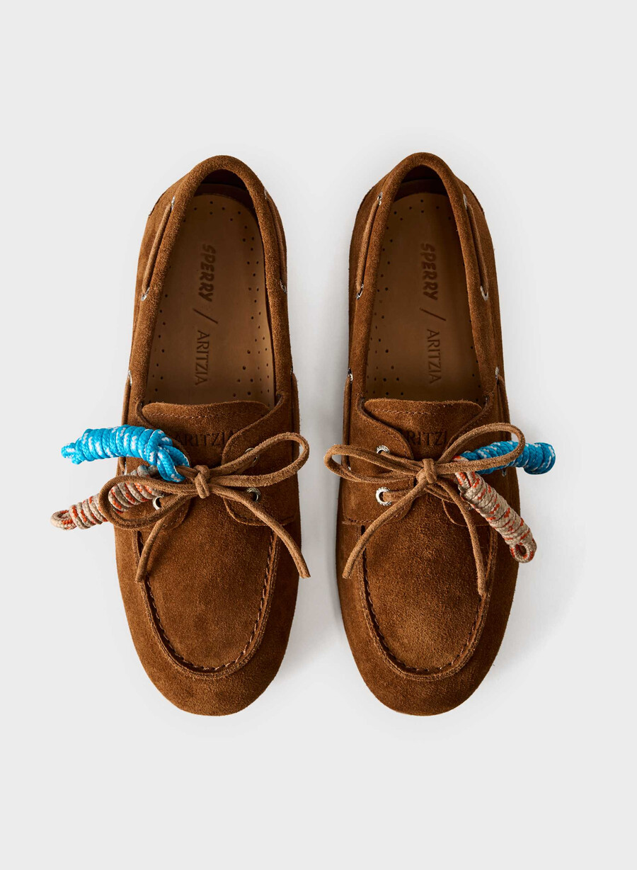 sperry x aritzia slim bootsschuh – wildleder schokoladenbraun