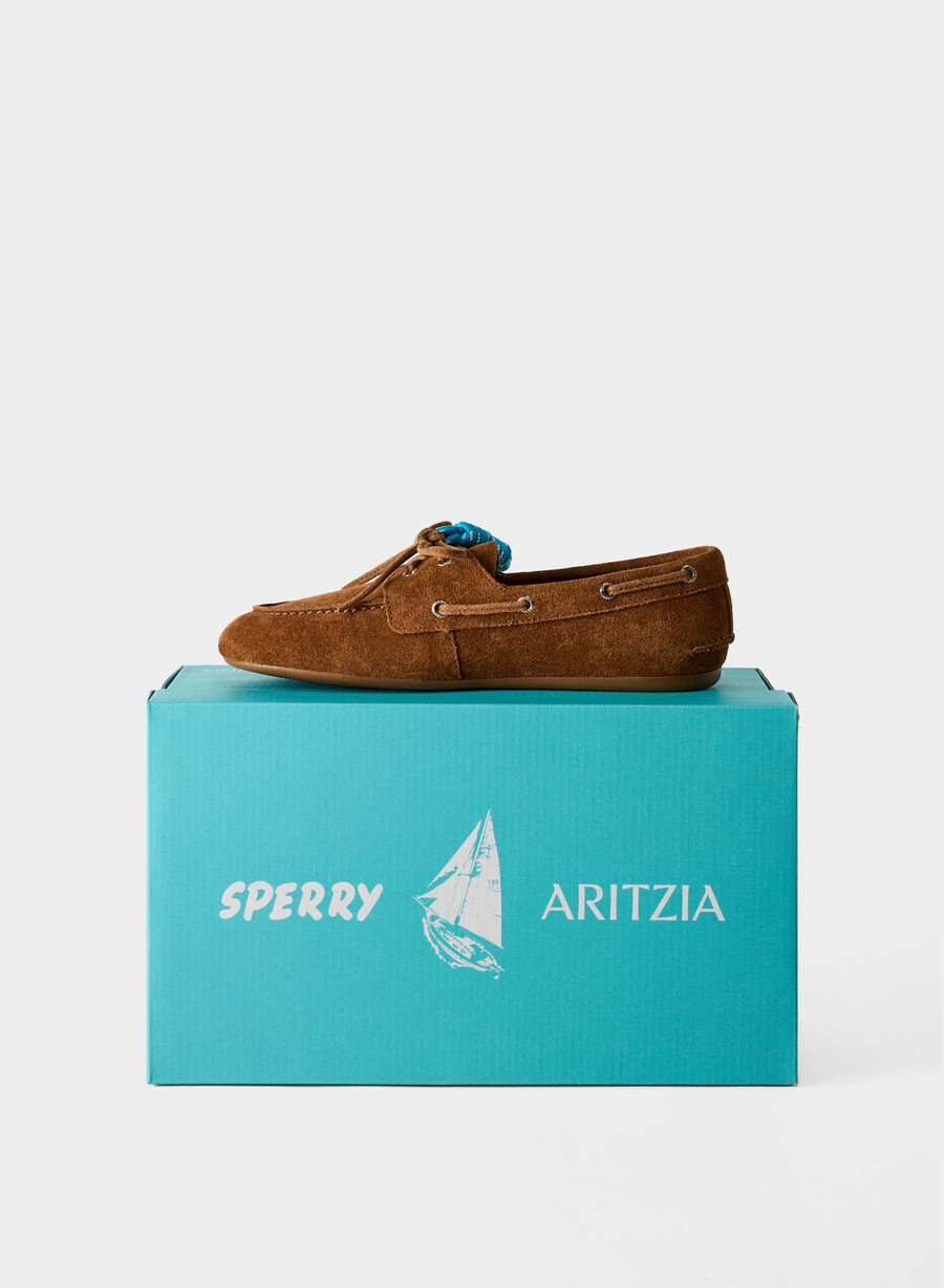 sperry x aritzia slim bootsschuh – wildleder schokoladenbraun