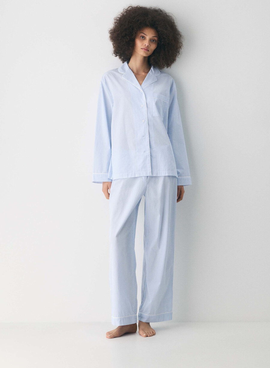 laze poplin pyjamahemd wlsn strp crfl blwh