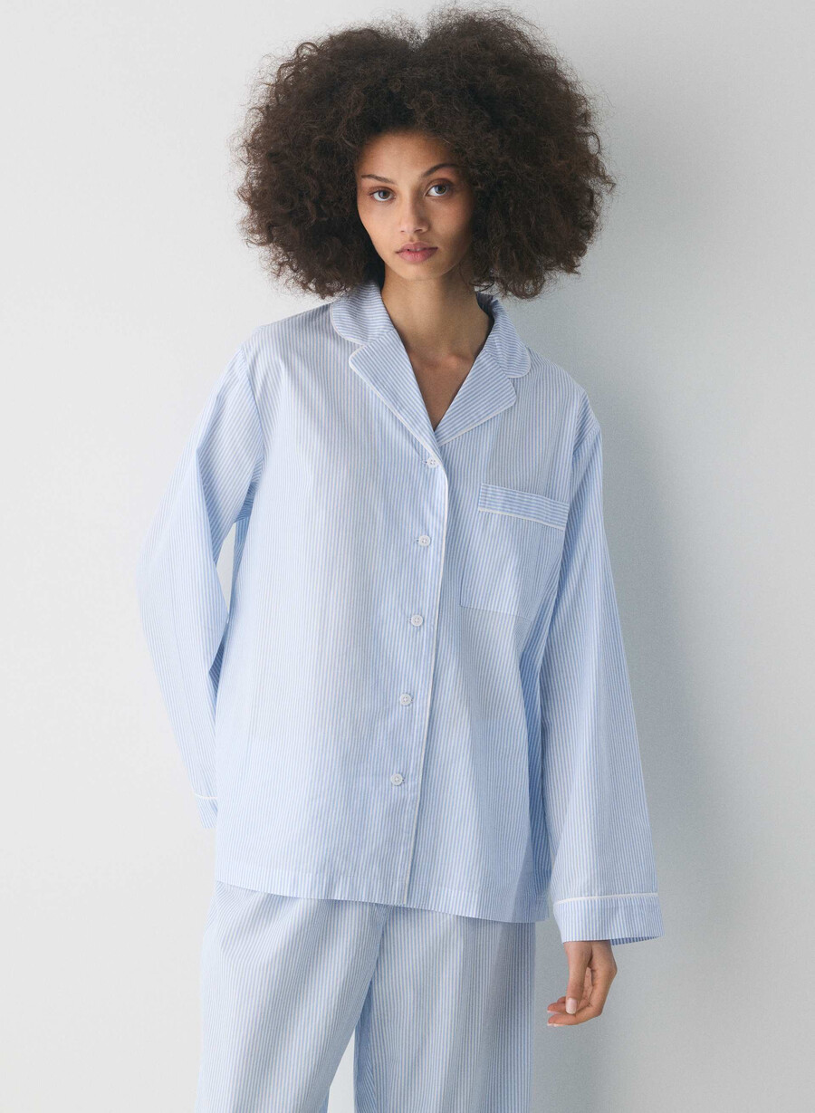 laze poplin pyjamahemd wlsn strp crfl blwh