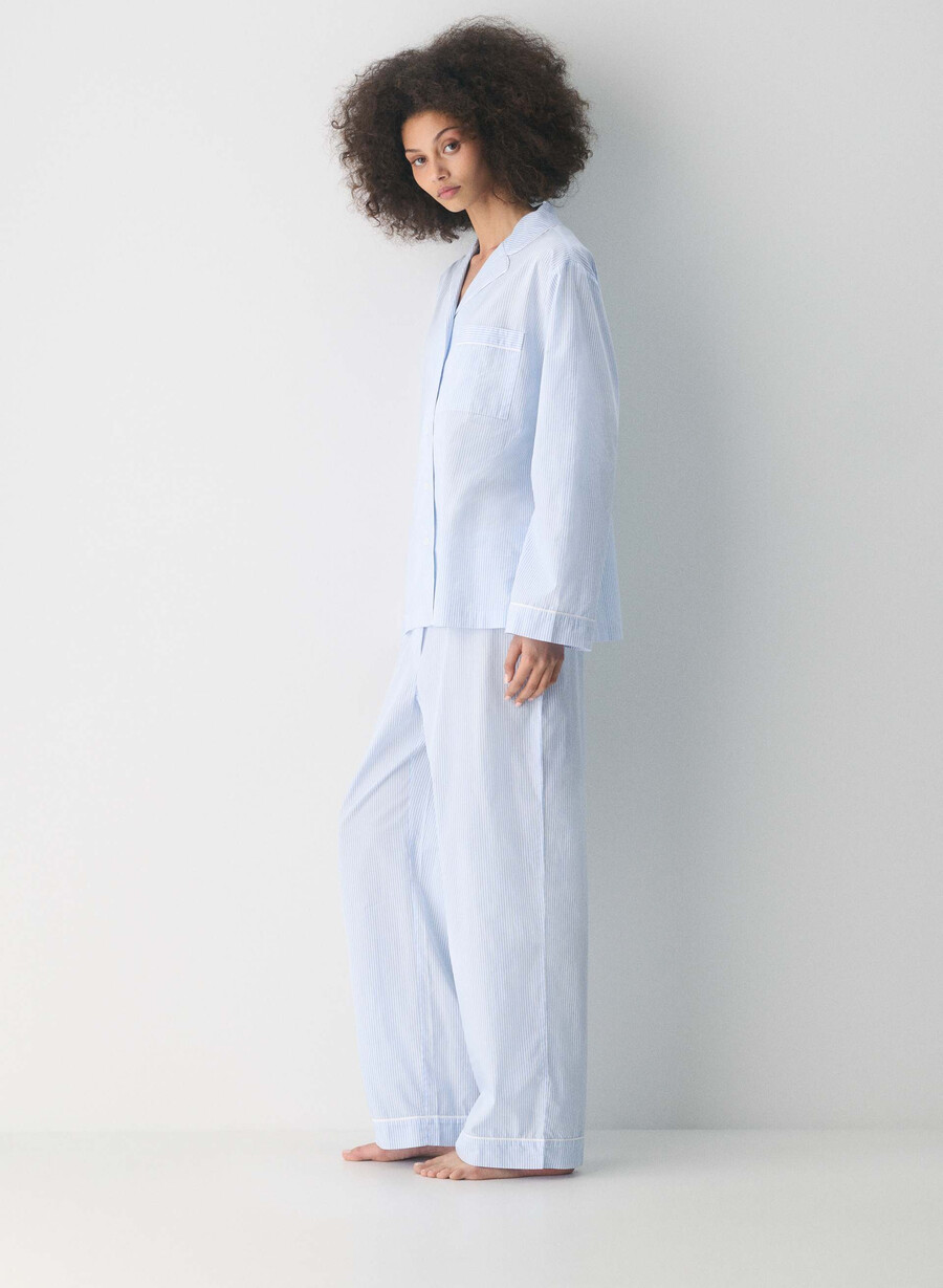 laze poplin pyjamahemd wlsn strp crfl blwh