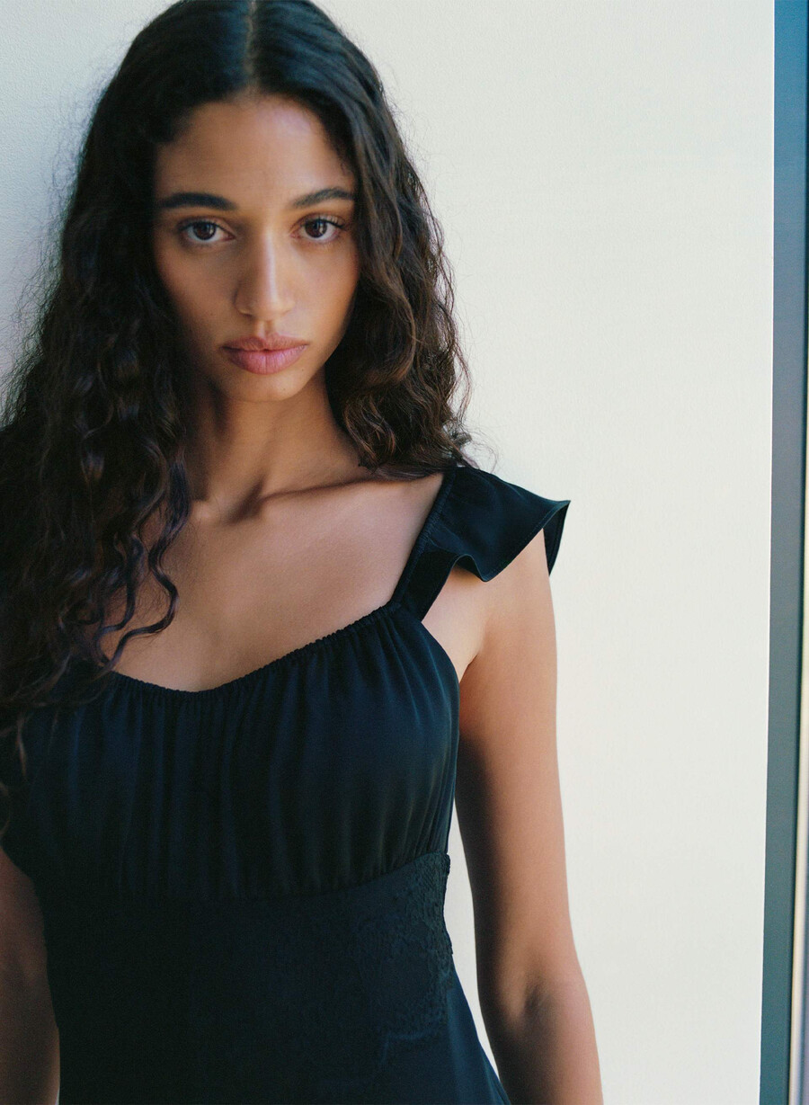 magnate satinkleid schwarz