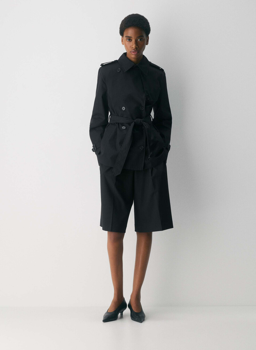 the finch kurzer trenchcoat - city twill schwarz