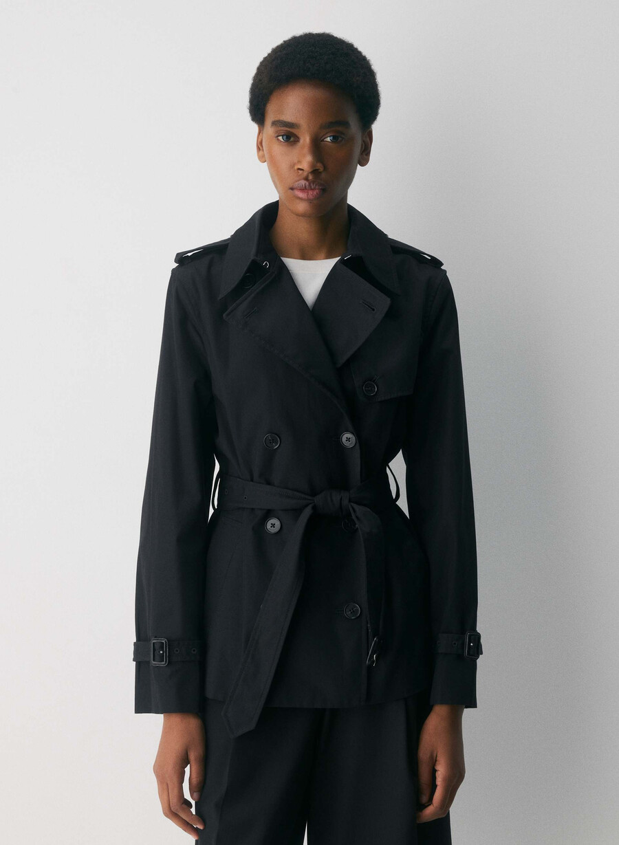 the finch kurzer trenchcoat - city twill schwarz
