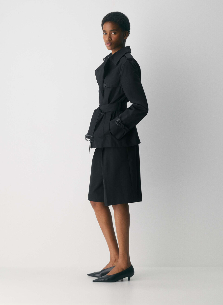 the finch kurzer trenchcoat - city twill schwarz