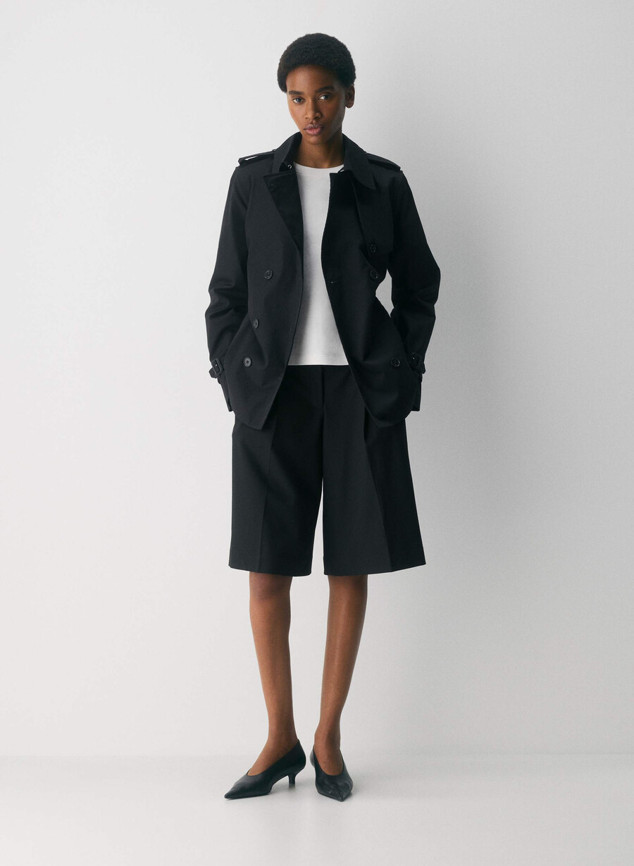 the finch kurzer trenchcoat - city twill schwarz