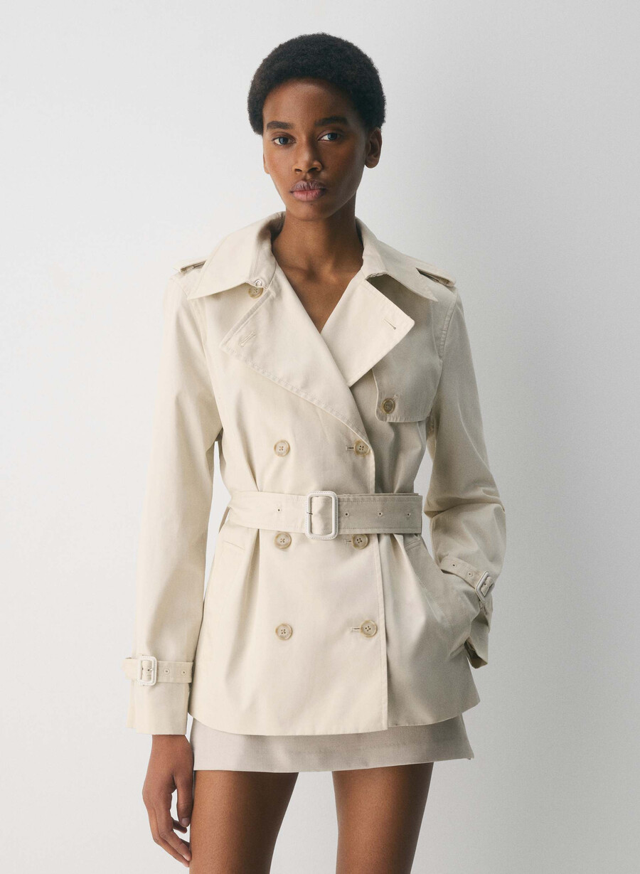 der kurze trenchcoat „the finch – city twill birch