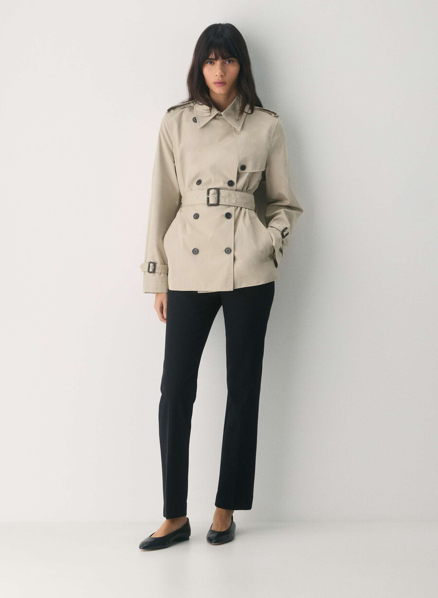 the finch kurzer trenchcoat - city twill marcona beige