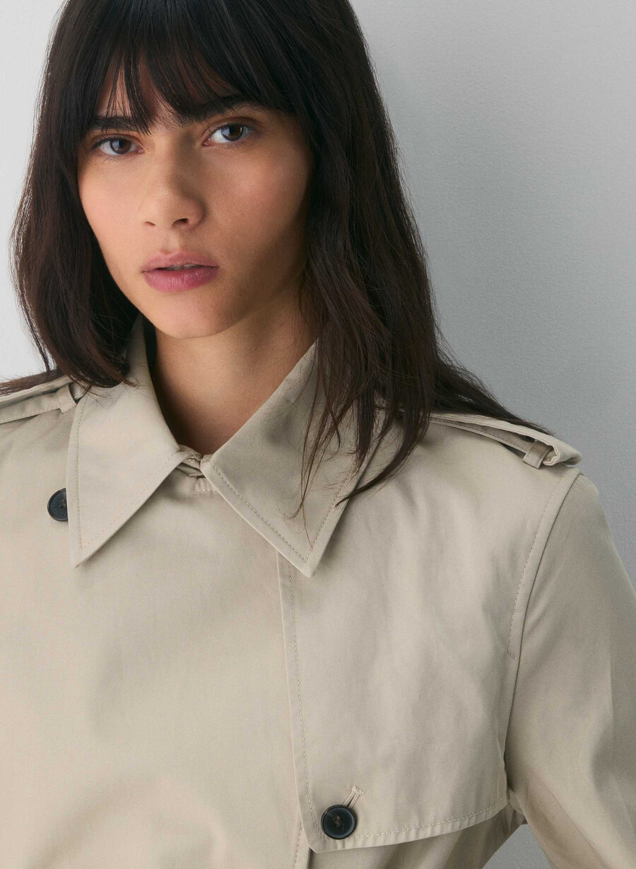 the finch kurzer trenchcoat - city twill marcona beige