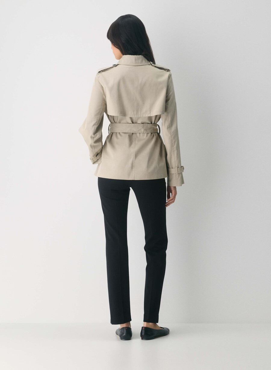 the finch kurzer trenchcoat - city twill marcona beige
