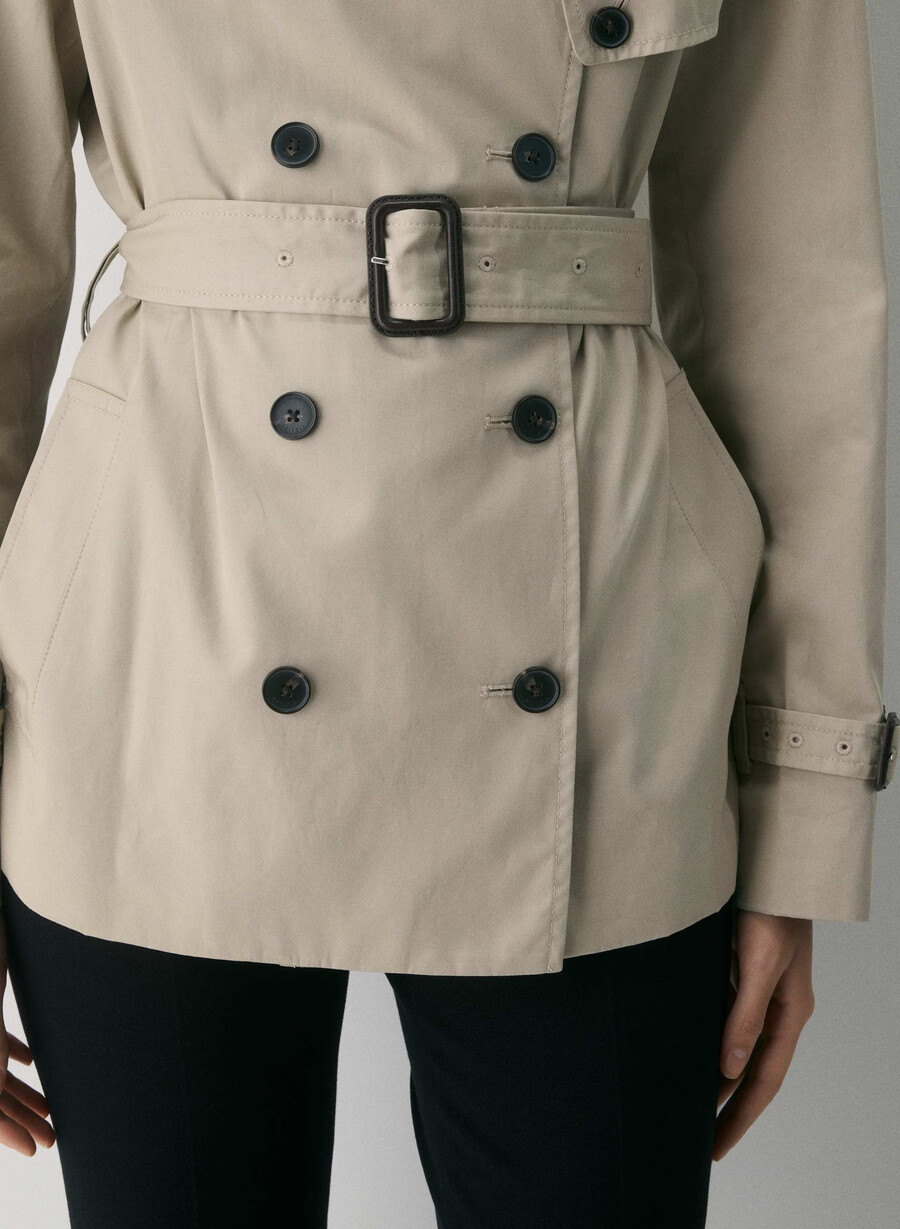 the finch kurzer trenchcoat - city twill marcona beige