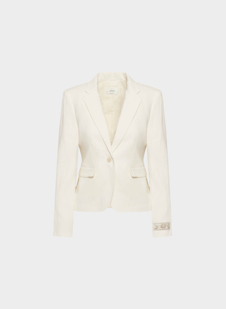 etikette-blazer – leinen hellbirke