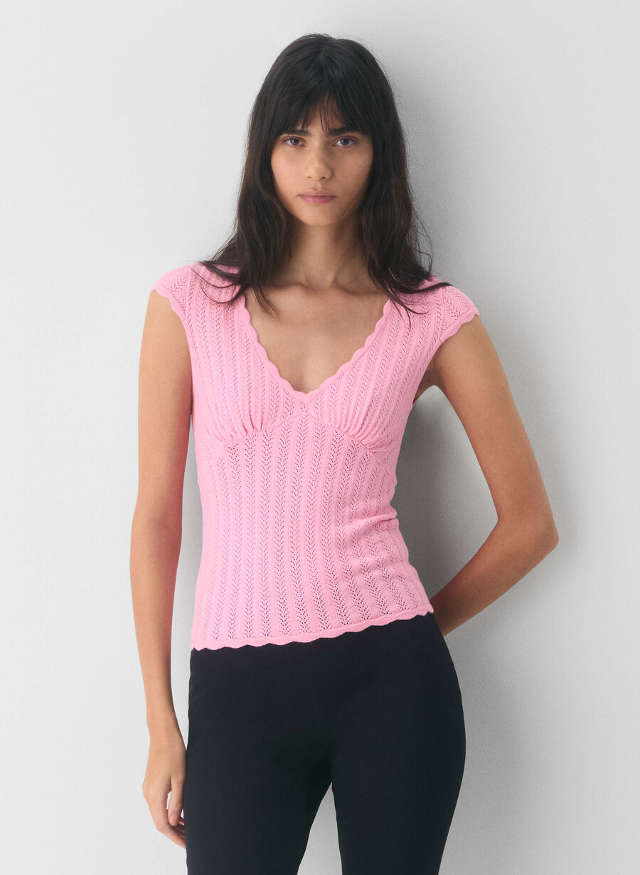 synopsis top - wonder yarn jellybean pink