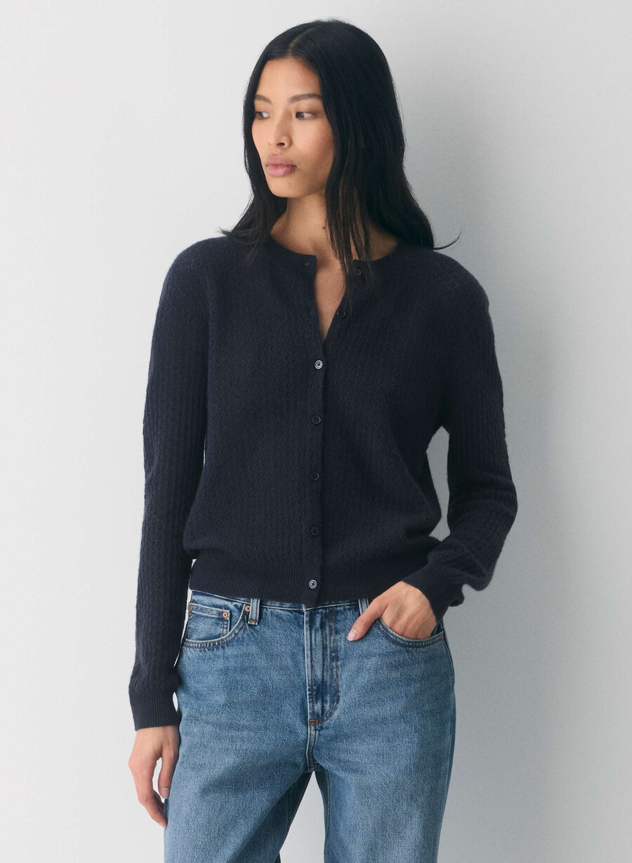 comma cardigan aus wolle und kaschmir dunkelblau