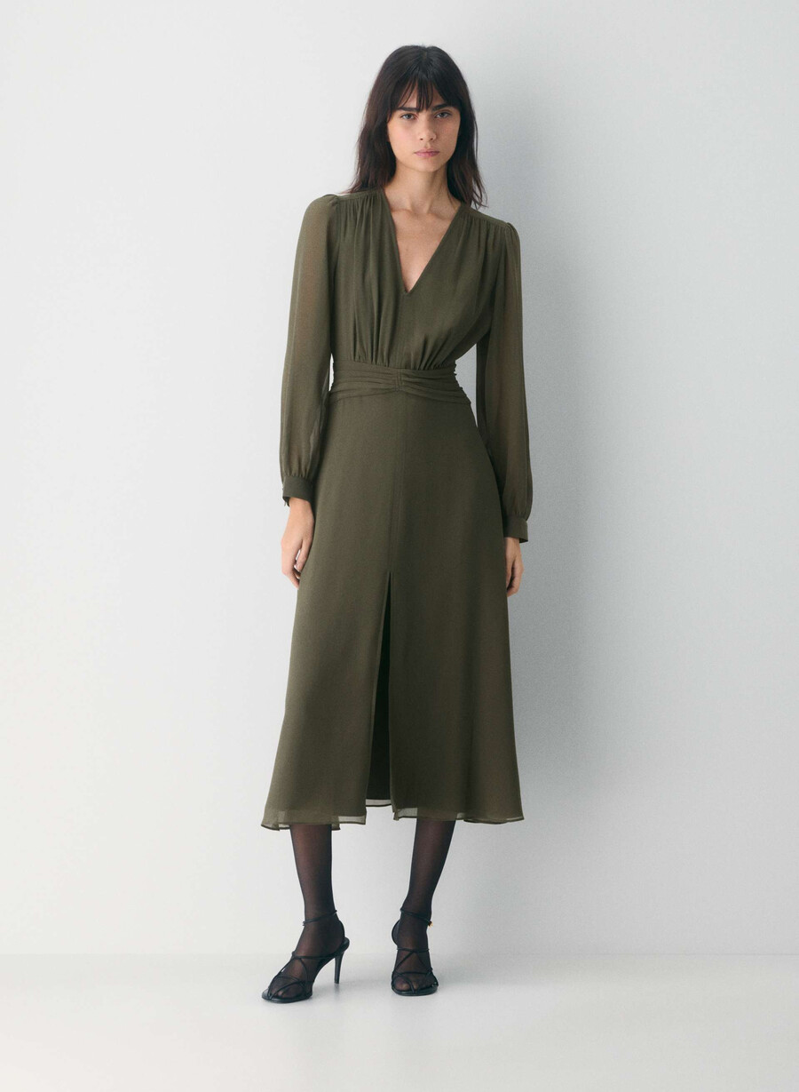 cursive dress dunkeloliv