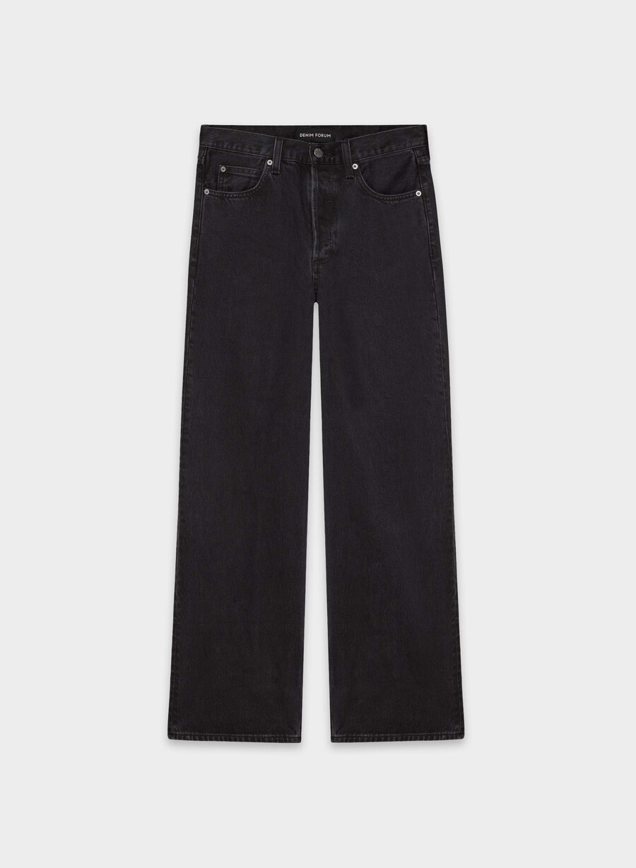 denim forum vintage-jeans der 90er mit niedrigem bund und umschlag schwarzer eyeliner