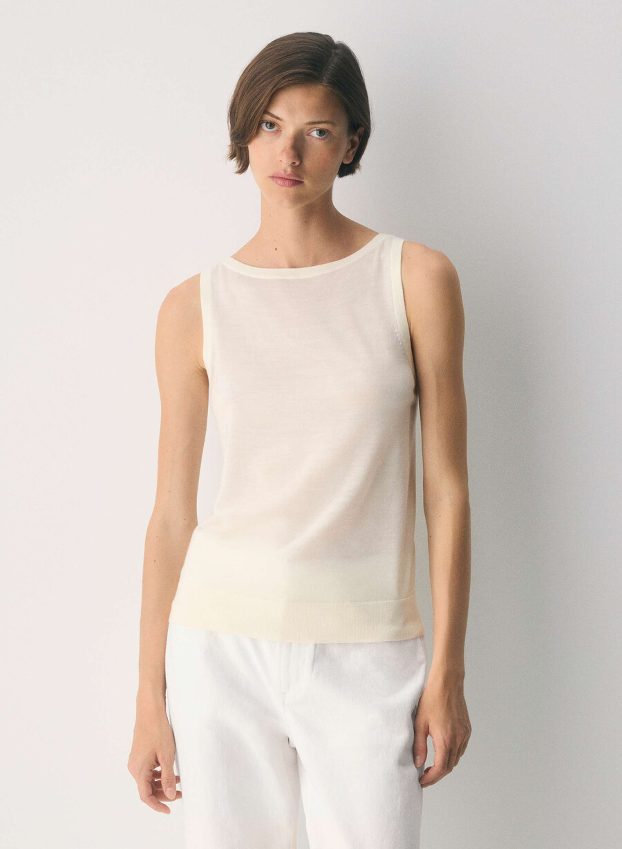 feine merinowoll-strickweste „weide in der farbe lychee white