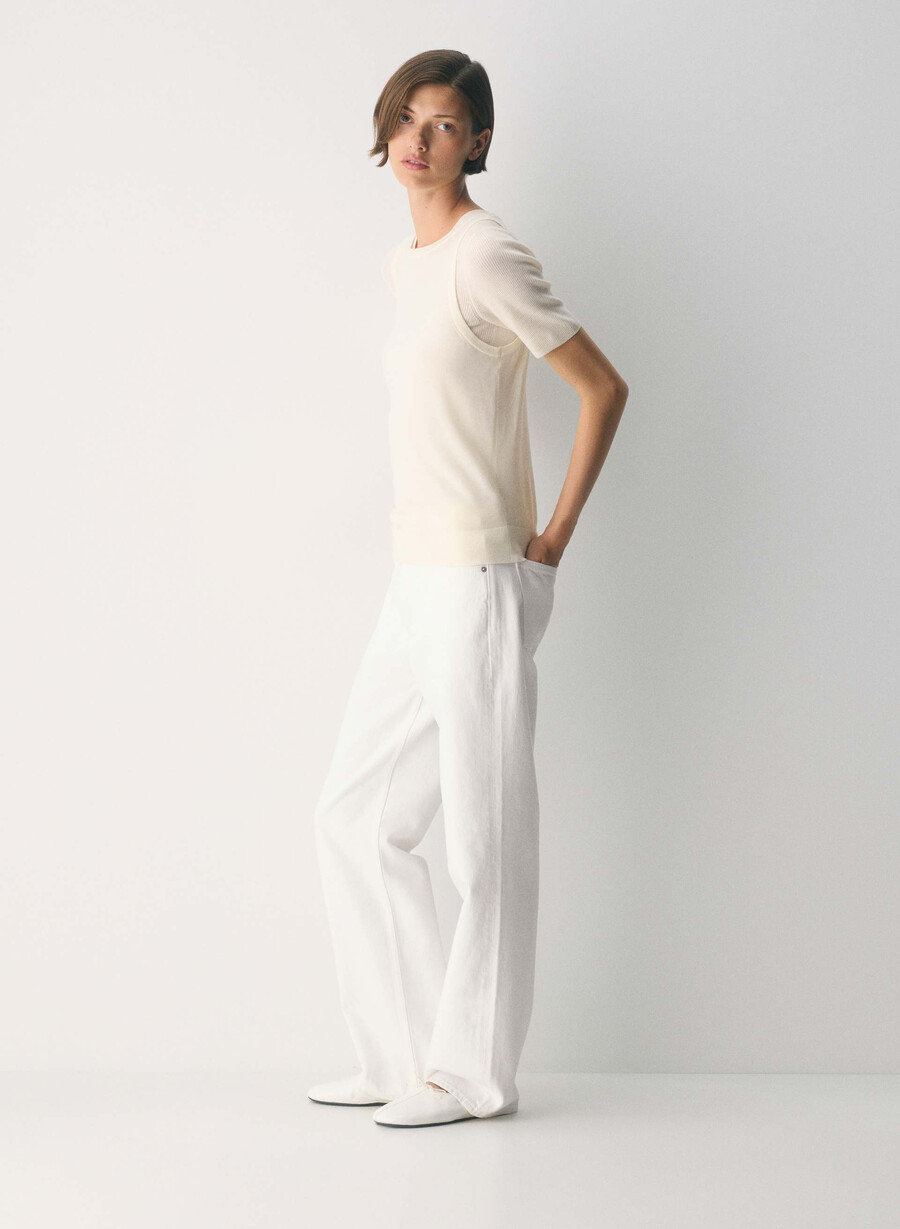 feine merinowoll-strickweste „weide in der farbe lychee white