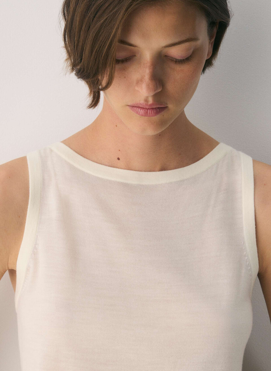 feine merinowoll-strickweste „weide in der farbe lychee white