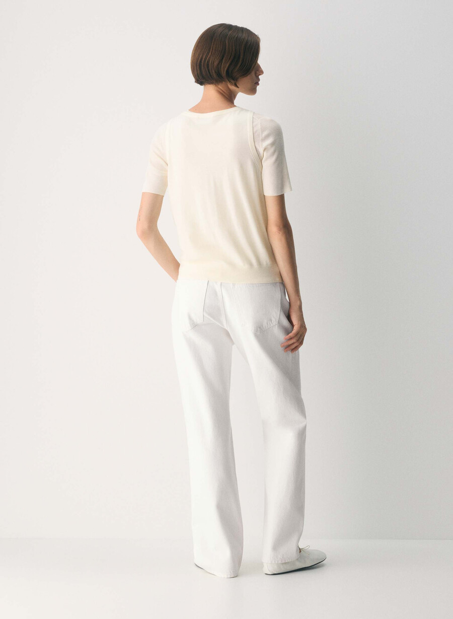 feine merinowoll-strickweste „weide in der farbe lychee white