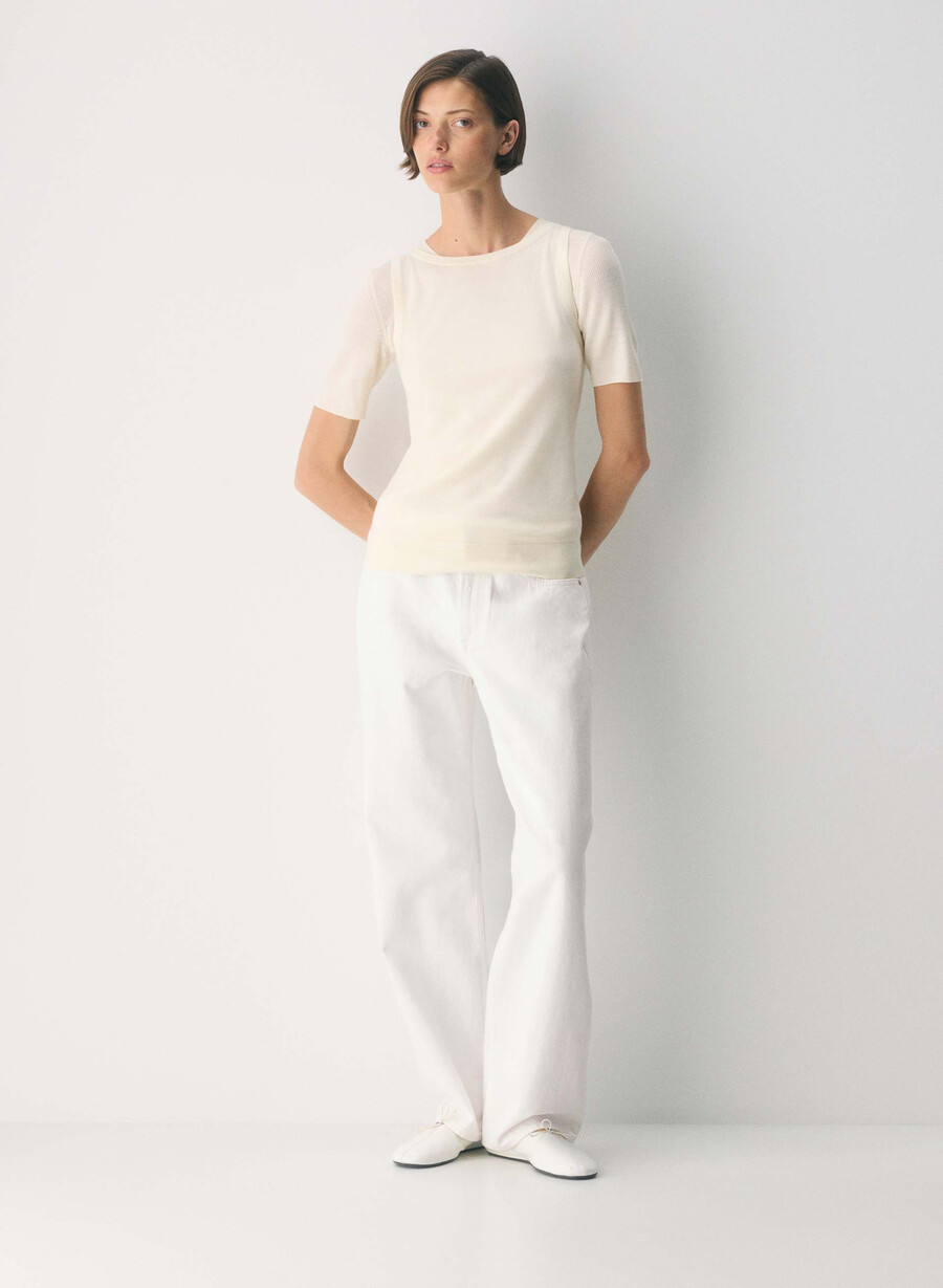 feine merinowoll-strickweste „weide in der farbe lychee white