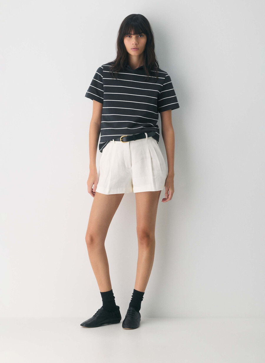 das mühelose short minikleid - leinen hellbirche