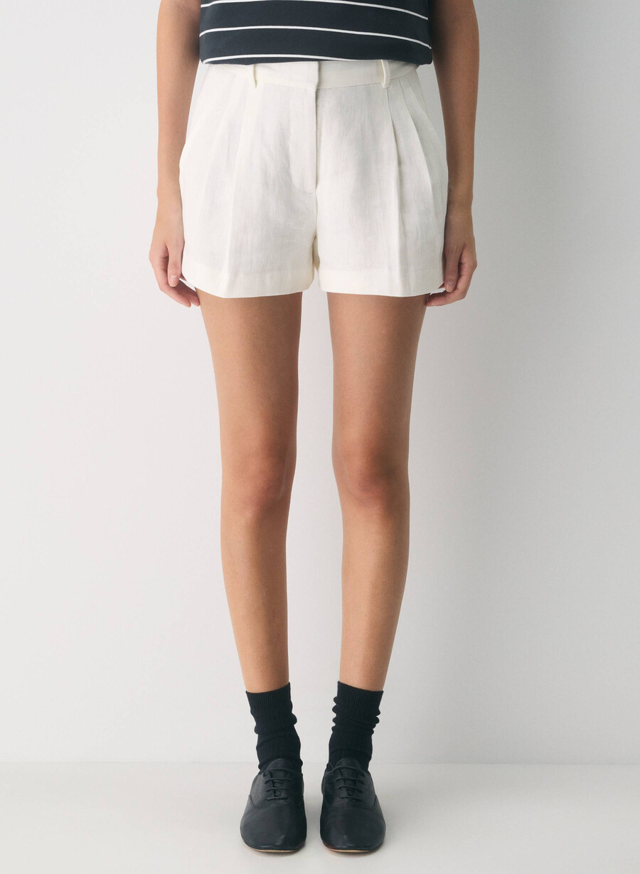 das mühelose short minikleid - leinen hellbirche