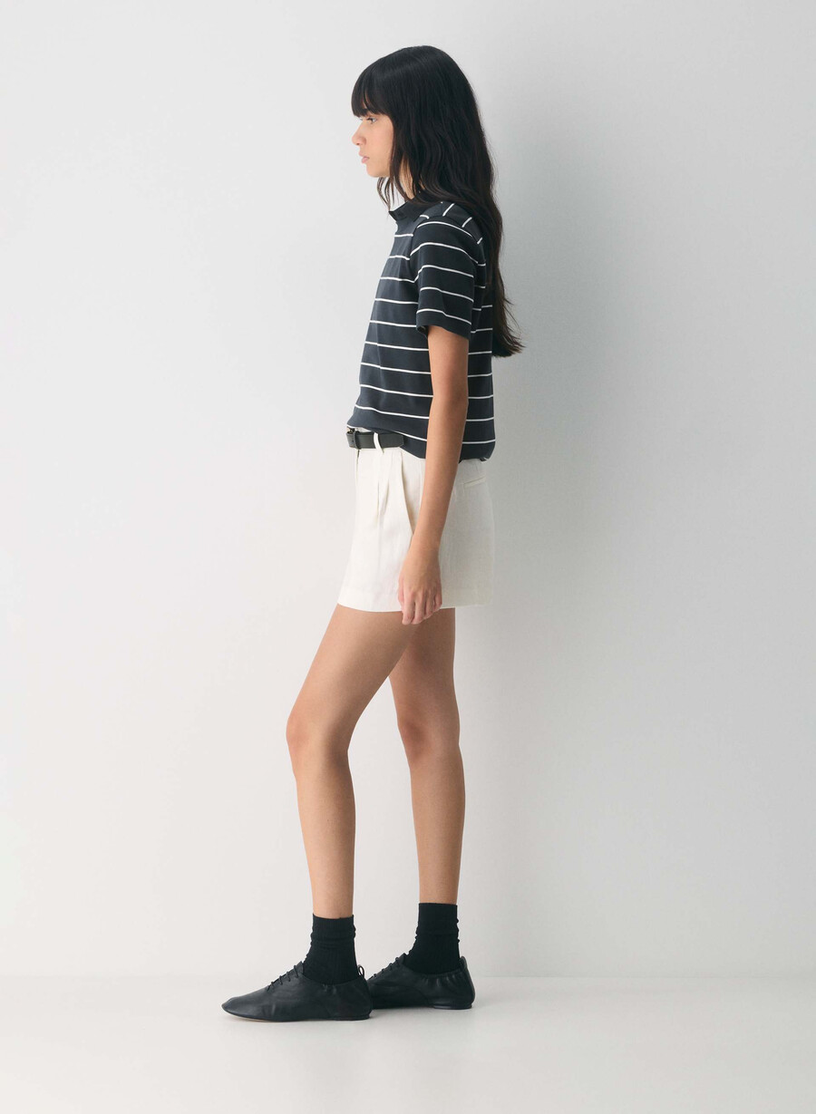 das mühelose short minikleid - leinen hellbirche