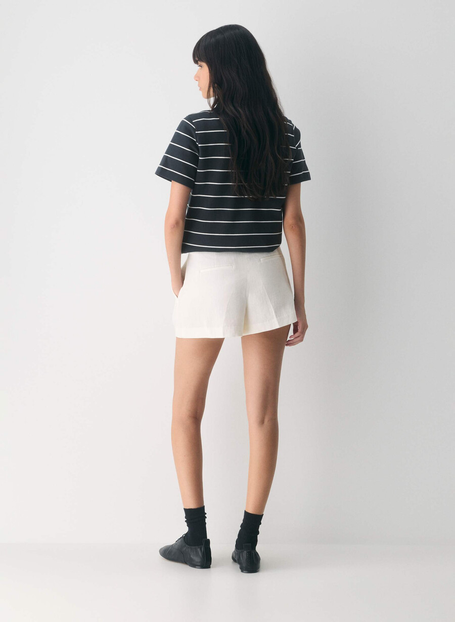 das mühelose short minikleid - leinen hellbirche