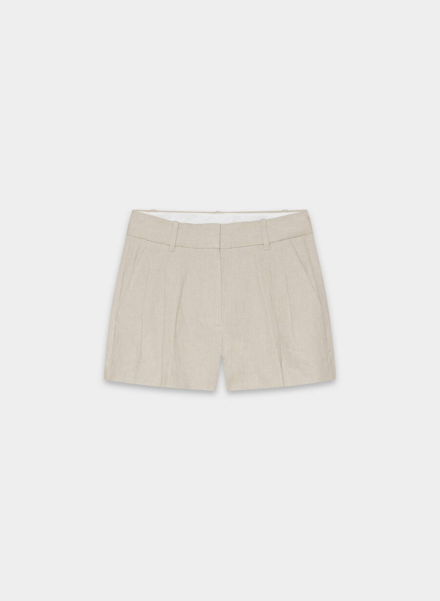 der mühelose kurze minirock „effortless short – leinen ungefärbt dunkles eccru