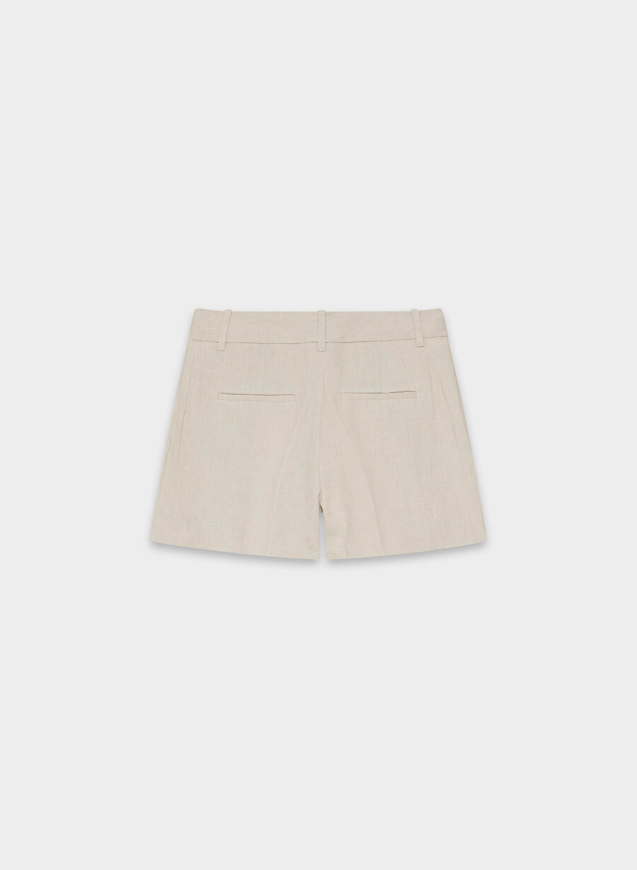 der mühelose kurze minirock „effortless short – leinen ungefärbt dunkles eccru