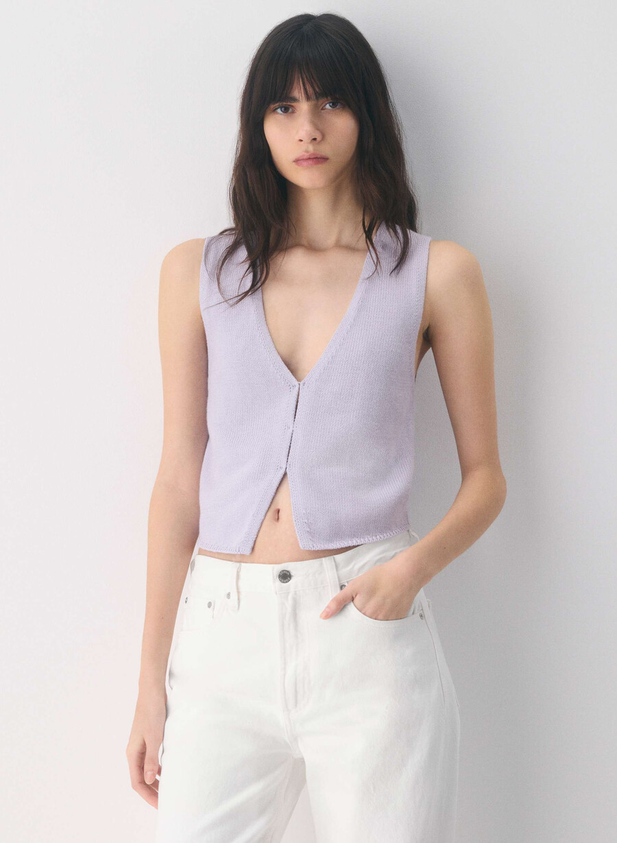 cotton charm baskenweste wildblume lila