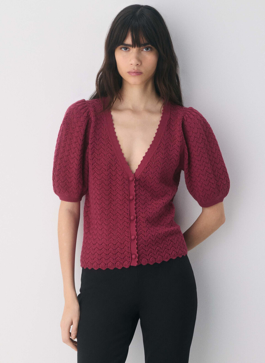 cotton charm fika cardigan juicy rose