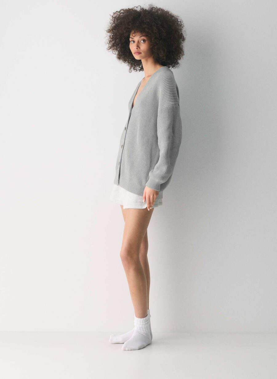 qualifier cardigan heather chrome