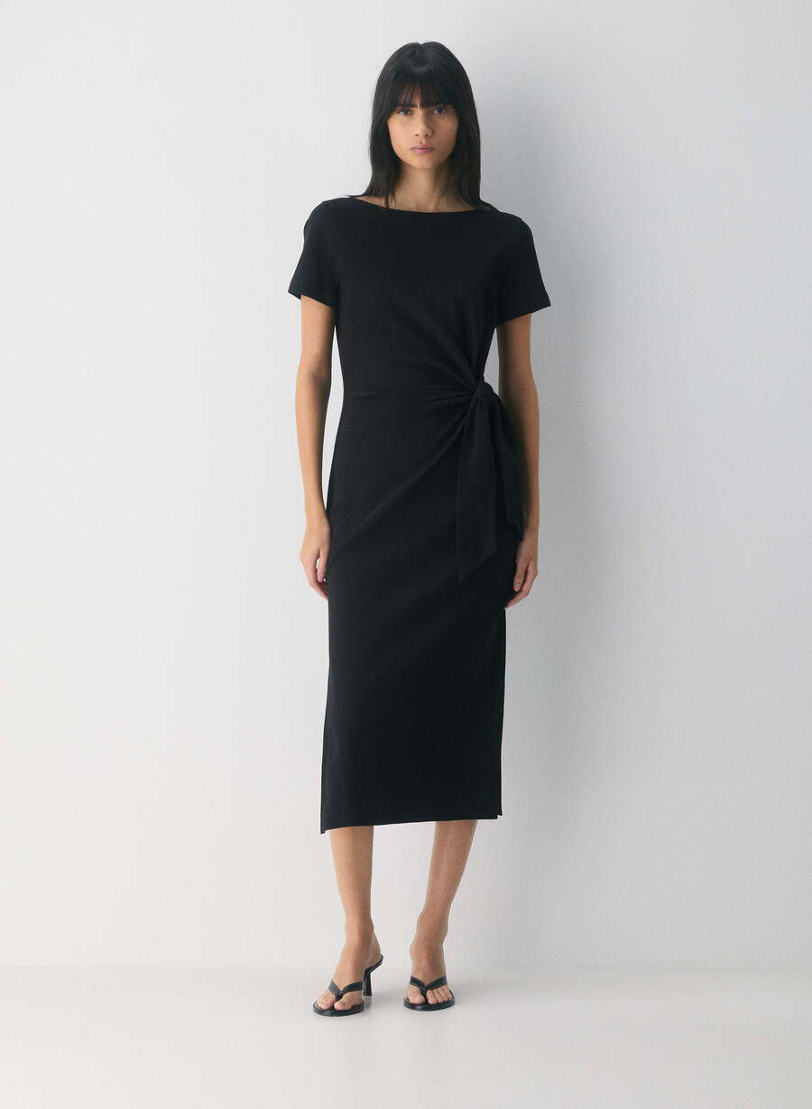interlock baumwoll-schriftzugkleid schwarz