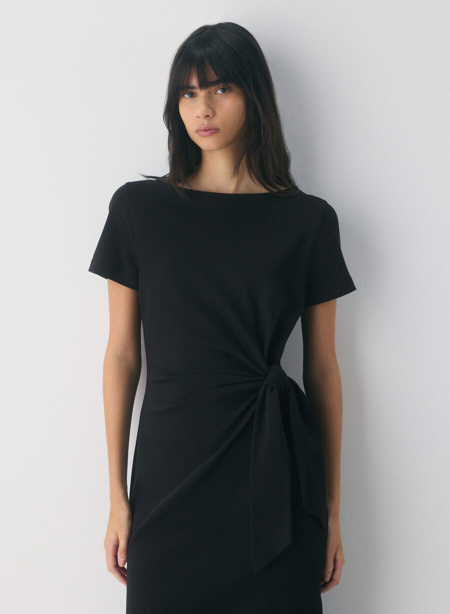 interlock baumwoll-schriftzugkleid schwarz
