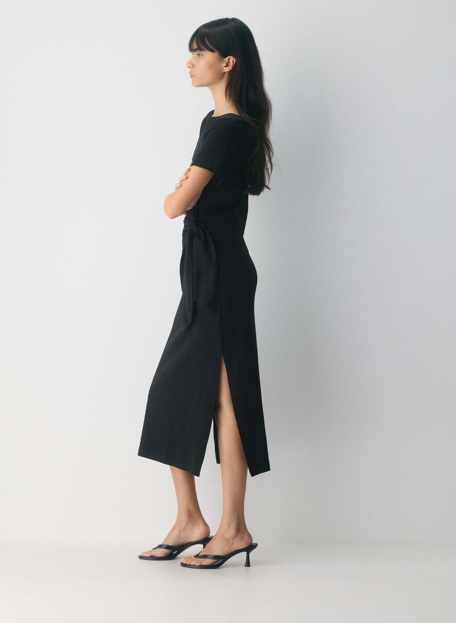 interlock baumwoll-schriftzugkleid schwarz