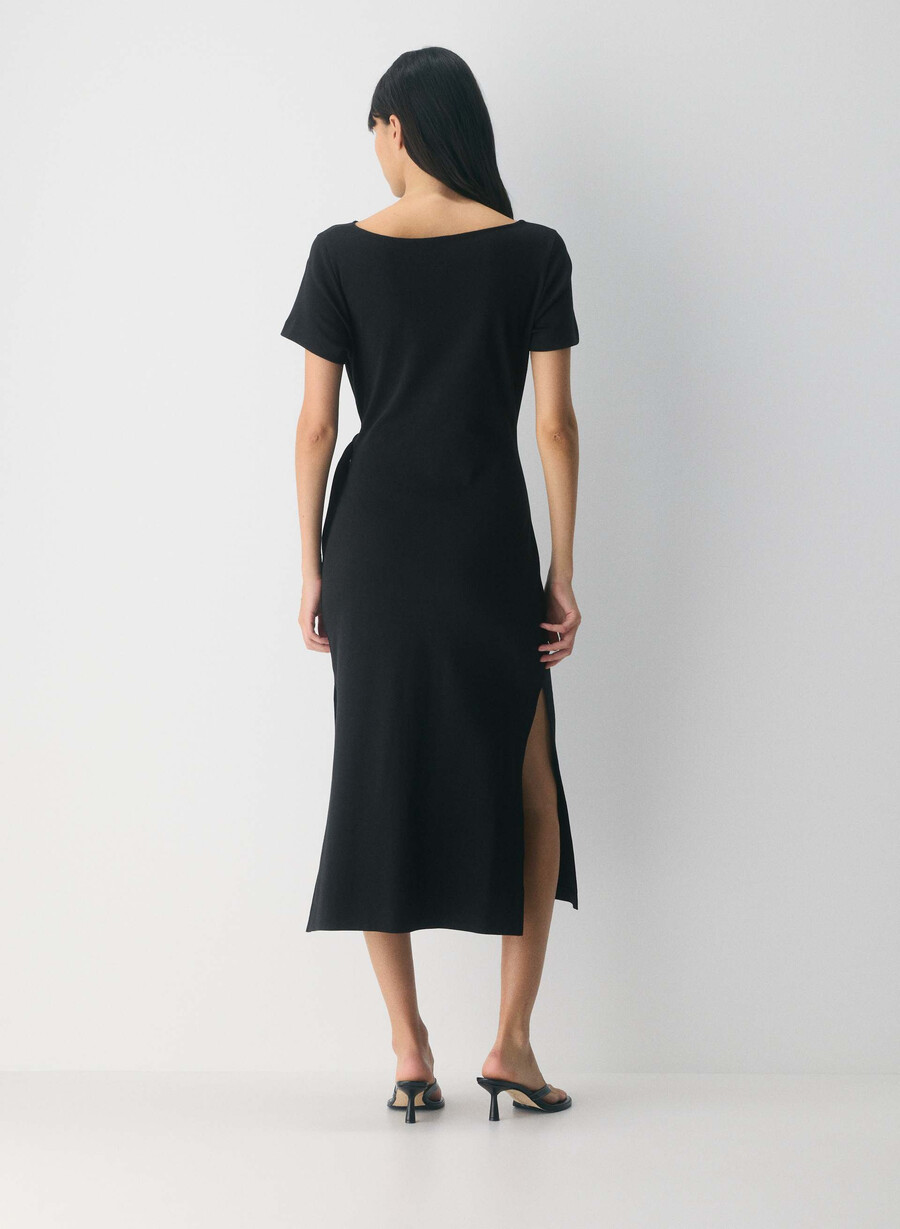 interlock baumwoll-schriftzugkleid schwarz