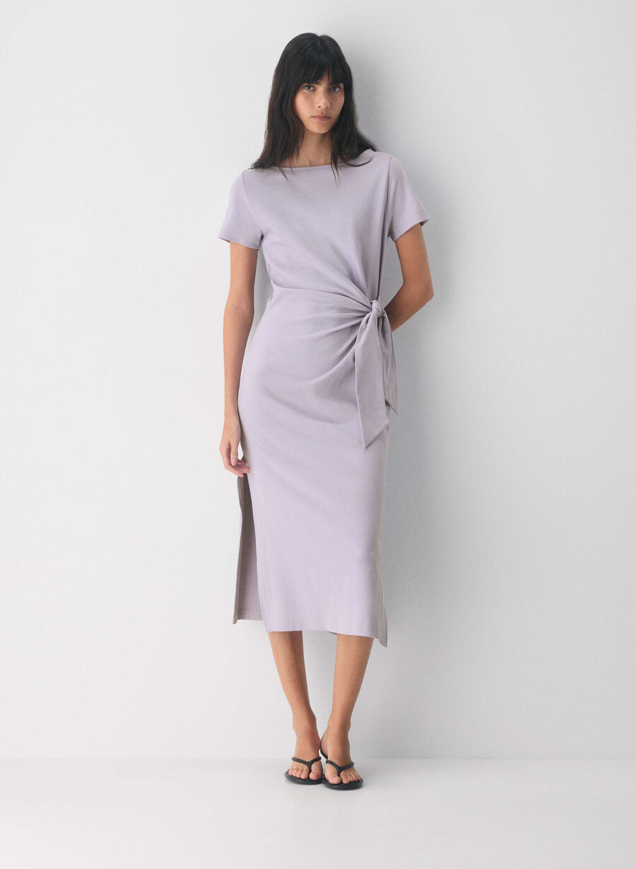 interlock baumwoll-schriftzugkleid wildblower lila